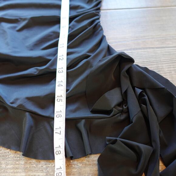 Y2K Top Small Black Strapless Asymmetric Ruffle Fairy Grunge Whimsigoth Witchy - Picture 8 of 11